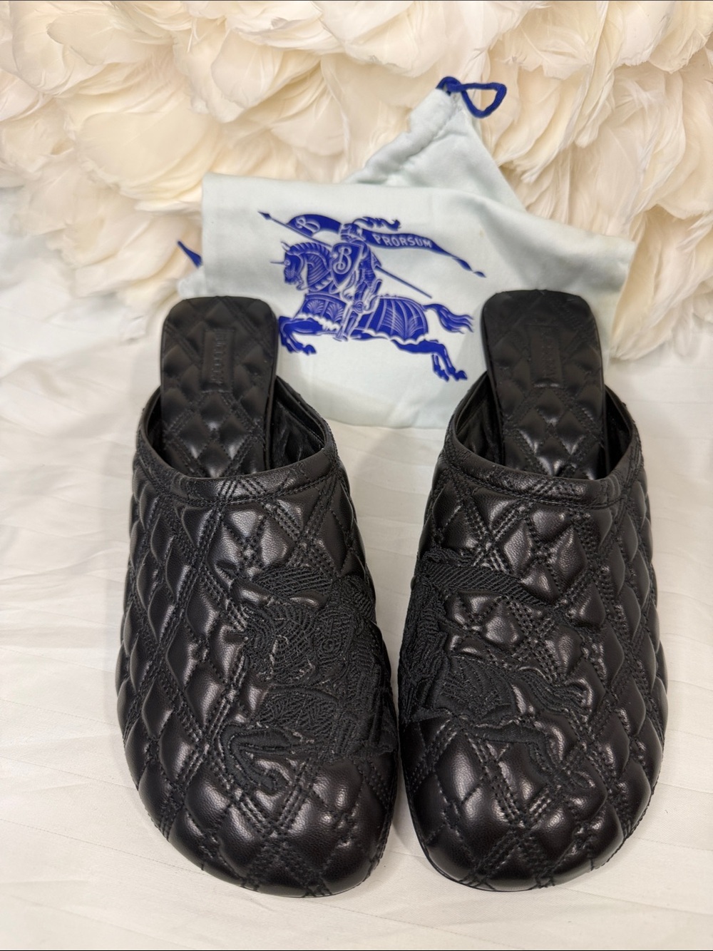Burberry Black Quilted Leather Slip-On Mules - Pristine/Never Worn
